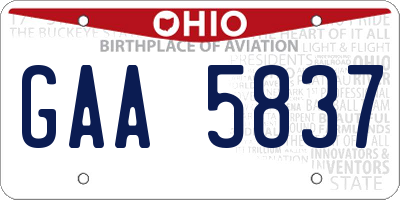 OH license plate GAA5837