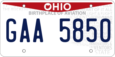 OH license plate GAA5850