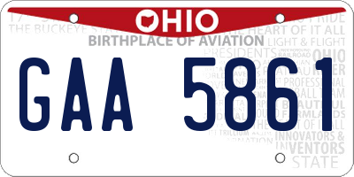 OH license plate GAA5861