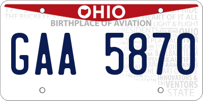 OH license plate GAA5870