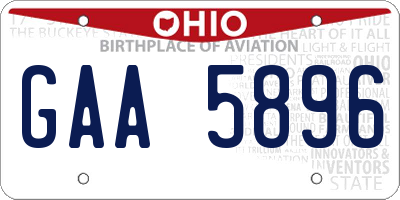 OH license plate GAA5896
