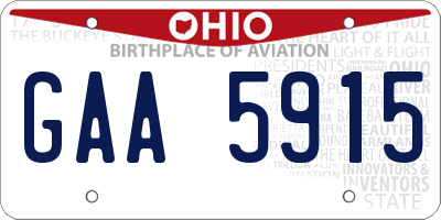 OH license plate GAA5915