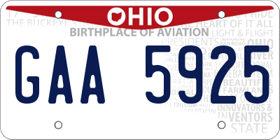 OH license plate GAA5925