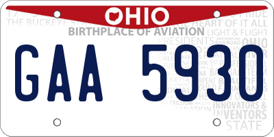 OH license plate GAA5930