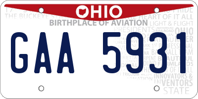 OH license plate GAA5931