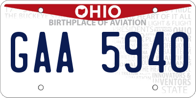 OH license plate GAA5940