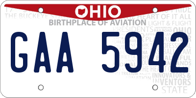OH license plate GAA5942