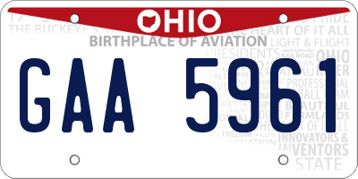 OH license plate GAA5961