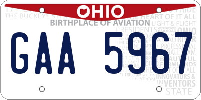 OH license plate GAA5967