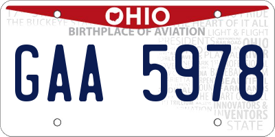 OH license plate GAA5978