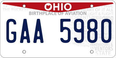 OH license plate GAA5980