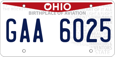 OH license plate GAA6025