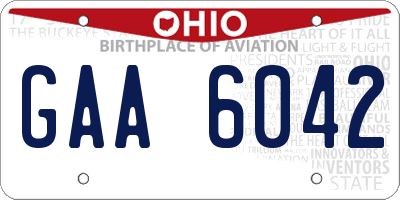 OH license plate GAA6042