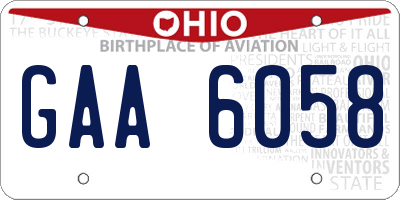 OH license plate GAA6058