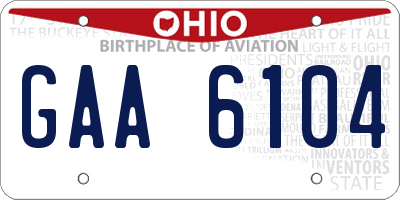 OH license plate GAA6104