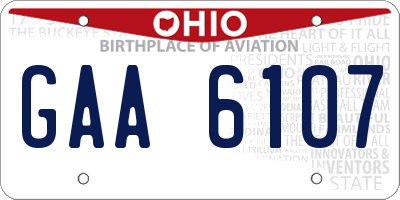 OH license plate GAA6107