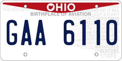 OH license plate GAA6110