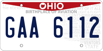 OH license plate GAA6112