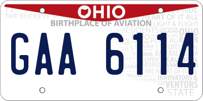OH license plate GAA6114