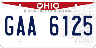 OH license plate GAA6125