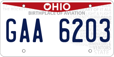 OH license plate GAA6203