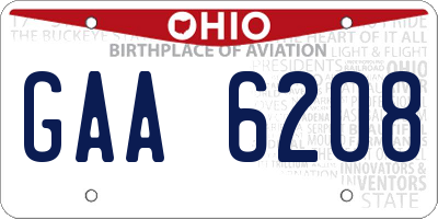 OH license plate GAA6208