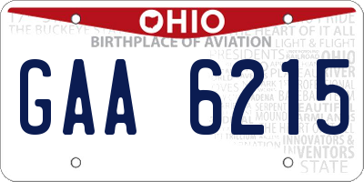OH license plate GAA6215