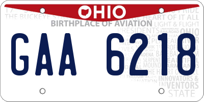 OH license plate GAA6218