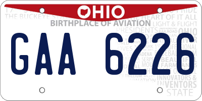 OH license plate GAA6226