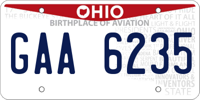 OH license plate GAA6235