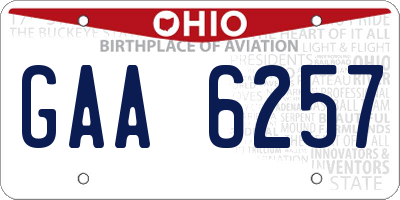 OH license plate GAA6257
