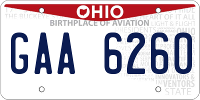 OH license plate GAA6260