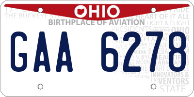 OH license plate GAA6278