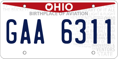 OH license plate GAA6311
