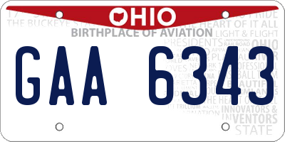 OH license plate GAA6343
