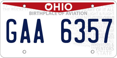 OH license plate GAA6357