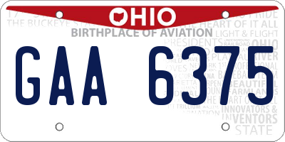 OH license plate GAA6375