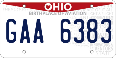 OH license plate GAA6383