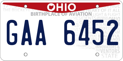OH license plate GAA6452