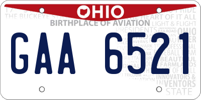 OH license plate GAA6521