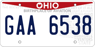OH license plate GAA6538
