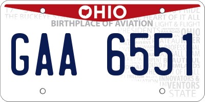 OH license plate GAA6551