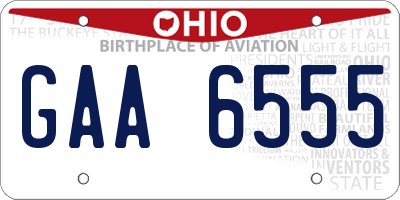 OH license plate GAA6555