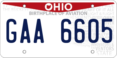 OH license plate GAA6605
