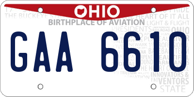 OH license plate GAA6610