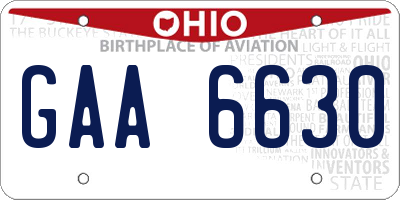 OH license plate GAA6630
