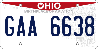 OH license plate GAA6638