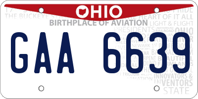 OH license plate GAA6639