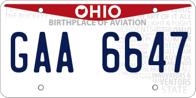 OH license plate GAA6647