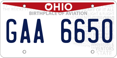 OH license plate GAA6650